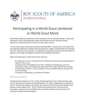 Participating in a World Scout Jamboree Or World Scout Moot