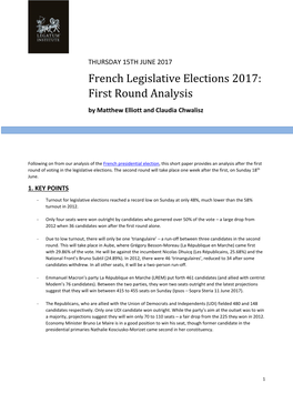 French Legislative Elections 2017: First Round Analysis