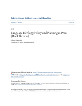 Language Ideology, Policy and Planning in Peru (Book Review) Yuliana H