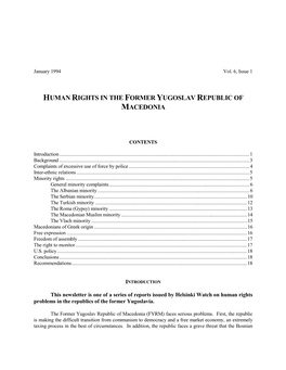 Human Rights in the Former Yugoslav Republic of Macedonia