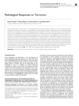 Pathological Responses to Terrorism