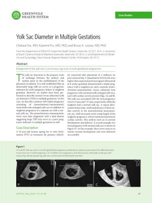 Yolk Sac Diameter in Multiple Gestations