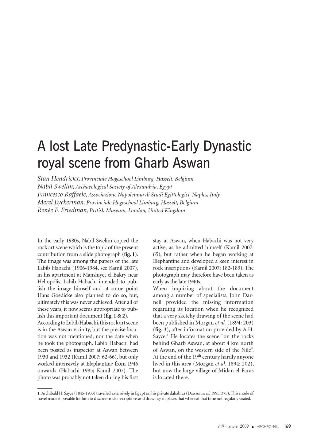 A Lost Late Predynastic-Early Dynastic Royal Scene from Gharb Aswan