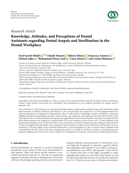 Knowledge, Attitudes, and Perceptions of Dental Assistants Regarding Dental Asepsis and Sterilization in the Dental Workplace