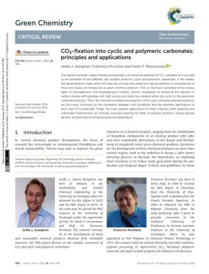 CO 2-Fixation Into Cyclic and Polymeric Carbonates: Principles And