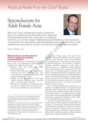 Spironolactone for Adult Female Acne