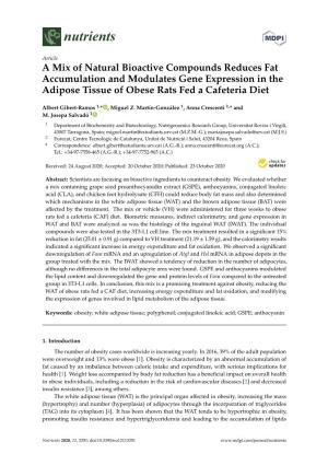 A Mix of Natural Bioactive Compounds Reduces Fat Accumulation and Modulates Gene Expression in the Adipose Tissue of Obese Rats Fed a Cafeteria Diet