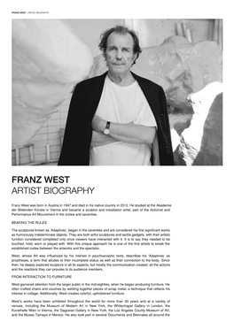 Franz West Artist Biography