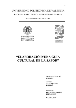 —Elaboraciì D'una Guia Cultural De La Safor“