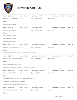 Arrest Report - 2018