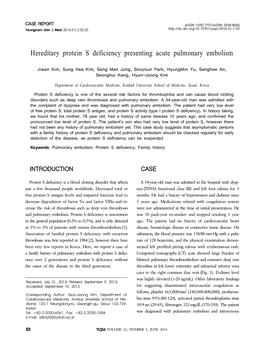 Hereditary Protein S Deficiency Presenting Acute Pulmonary Embolism