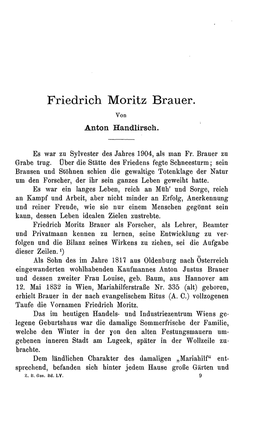 Friedrich Moritz Brauer. Von Anton Handlirsch