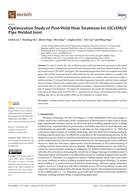 Optimization Study of Post-Weld Heat Treatment for 12Cr1mov Pipe Welded Joint