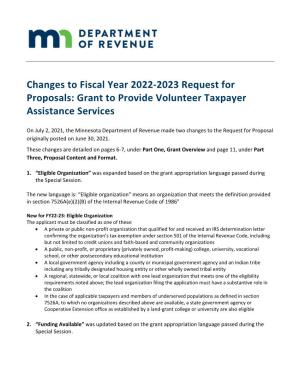 Grant to Provide Volunteer Taxpayer Assistance Services
