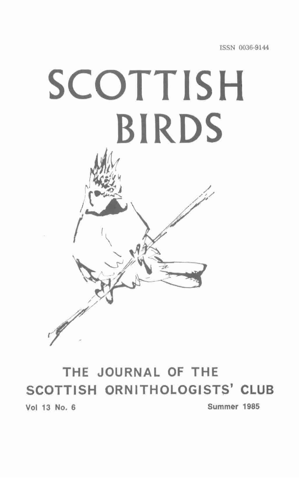 THE JOURNAL of the SCOTTISH ORNITHOLOGISTS' CLUB Vol 13 No