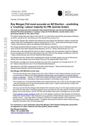 Roy Morgan Poll Most Accurate on NZ Election
