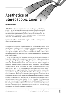 Aesthetics of Stereoscopic Cinema