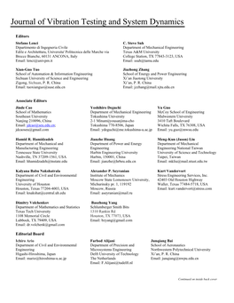 Journal of Vibration Testing and System Dynamics