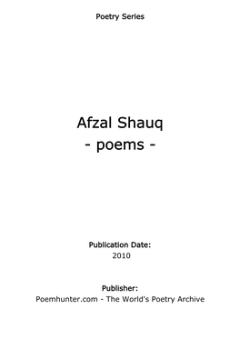 Afzal Shauq - Poems