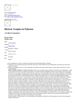 Historic Temples in Pakistan Datasheet