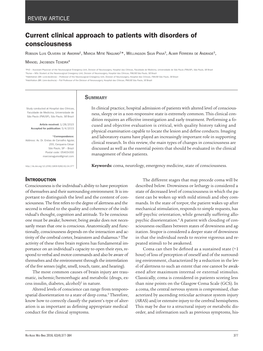 Current Clinical Approach to Patients with Disorders of Consciousness