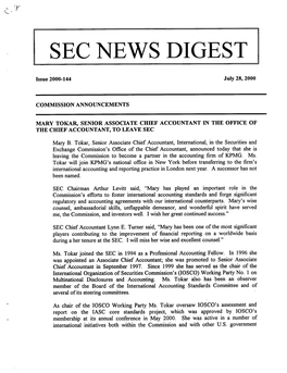 SEC News Digest, July 28, 2000