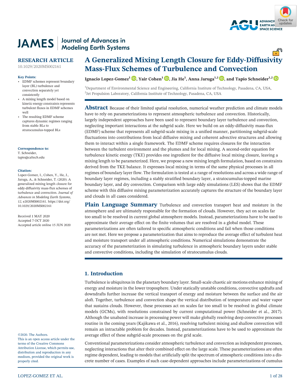 A Generalized Mixing Length Closure for Eddy‐Diffusivity Mass‐Flux