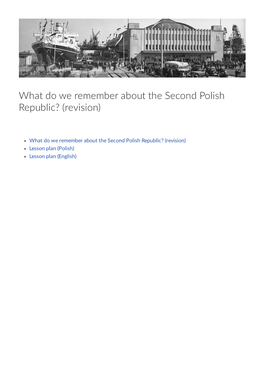 What Do We Remember About the Second Polish Republic? (Revision)