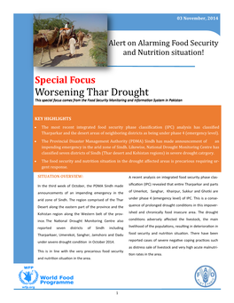 Worsening Thar Drought This Special Focus Comes from the Food Security Monitoring and Information System in Pakistan