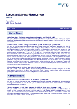 Securities Market Newsletter