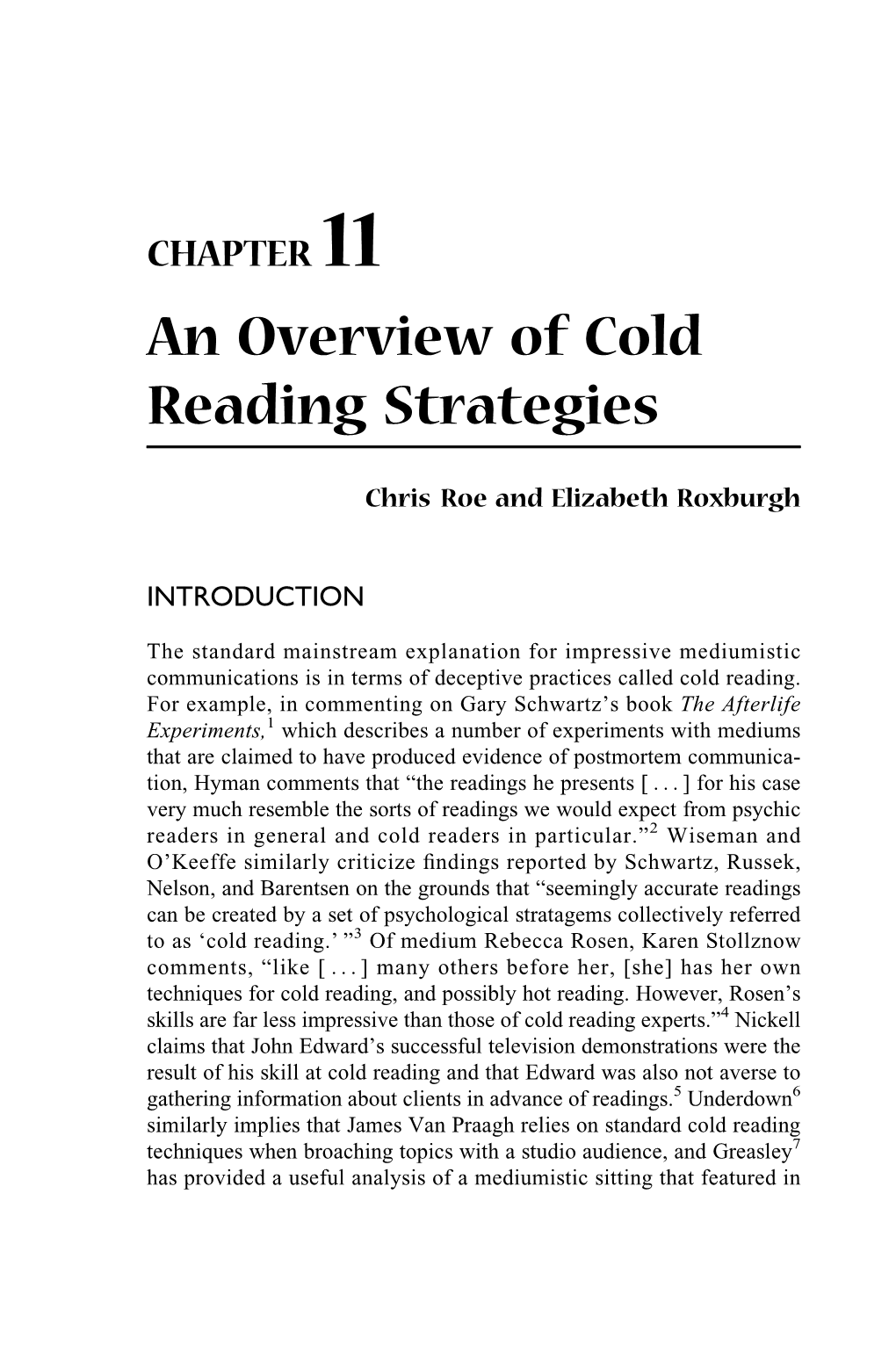 An Overview of Cold Reading Strategies