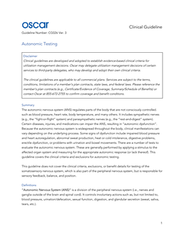 ​Clinical Guideline Autonomic Testing