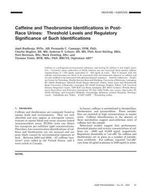 Caffeine and Theobromine Identifications in Post
