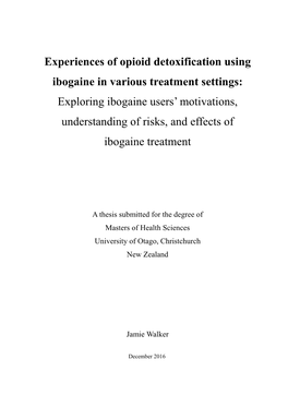 Experiences of Opioid Detoxification