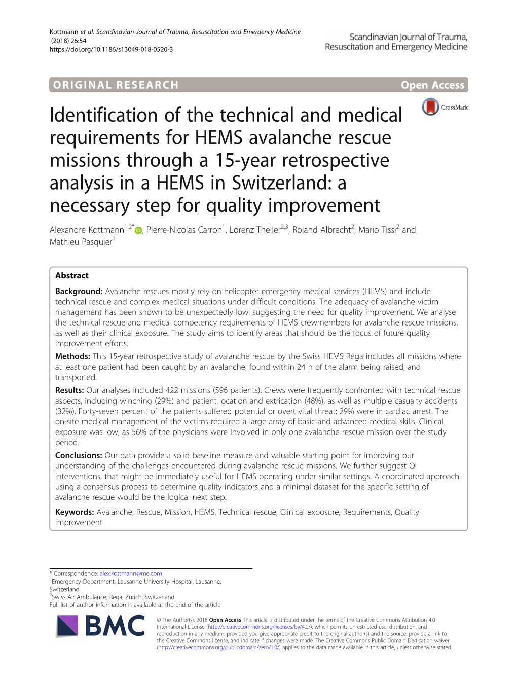 Identification of the Technical and Medical Requirements for HEMS