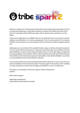 Spark, the Tribe Parasha Activity Sheet That Will Help You Bring Judaism to Life in a Varied and Exciting Way