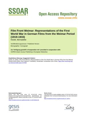 Film Front Weimar: Representations of the First World War in German Films from the Weimar Period (1919-1933) Kester, Bernadette