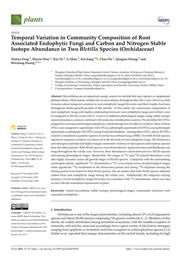 Temporal Variation in Community Composition of Root Associated Endophytic Fungi and Carbon and Nitrogen Stable Isotope Abundance in Two Bletilla Species (Orchidaceae)