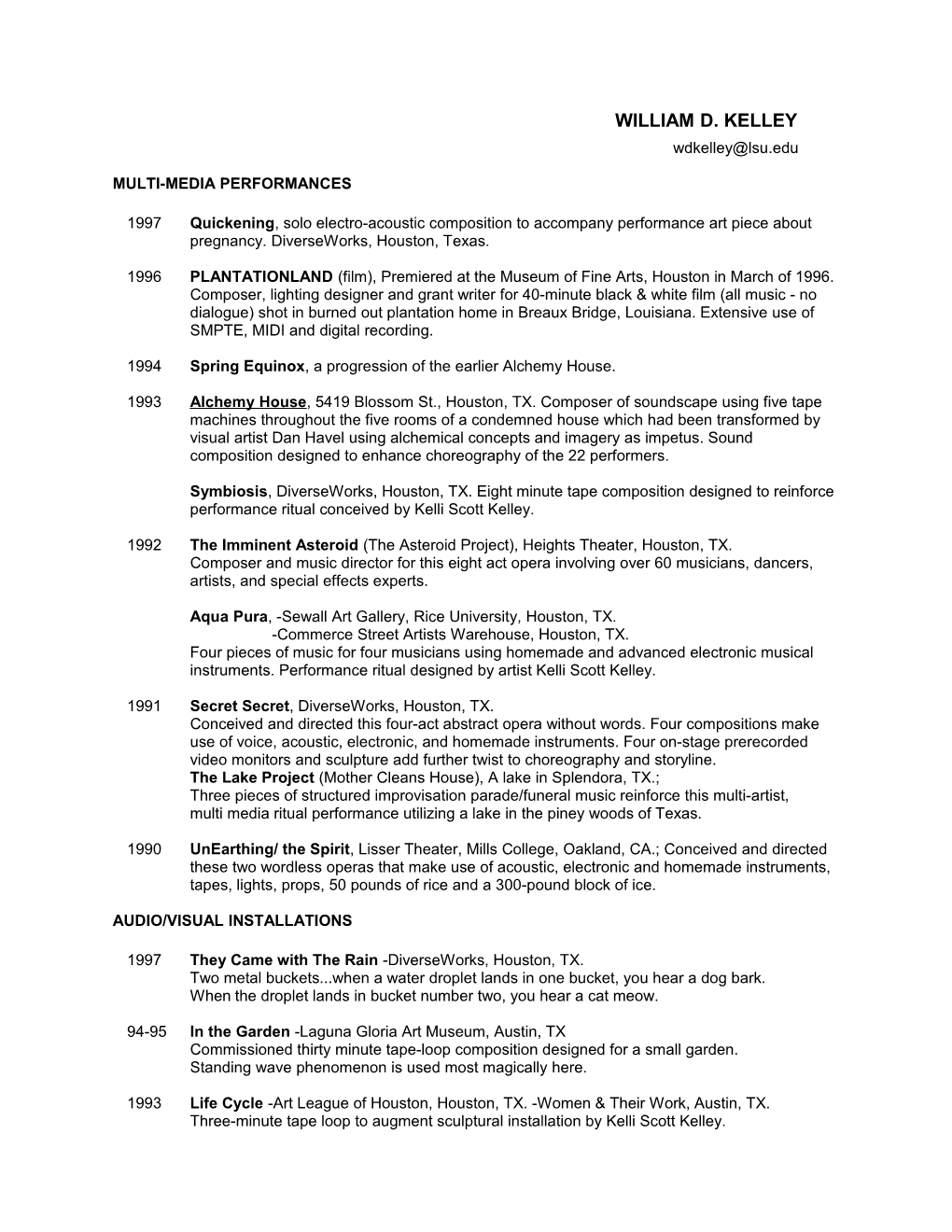 Resume - William D. Kelley