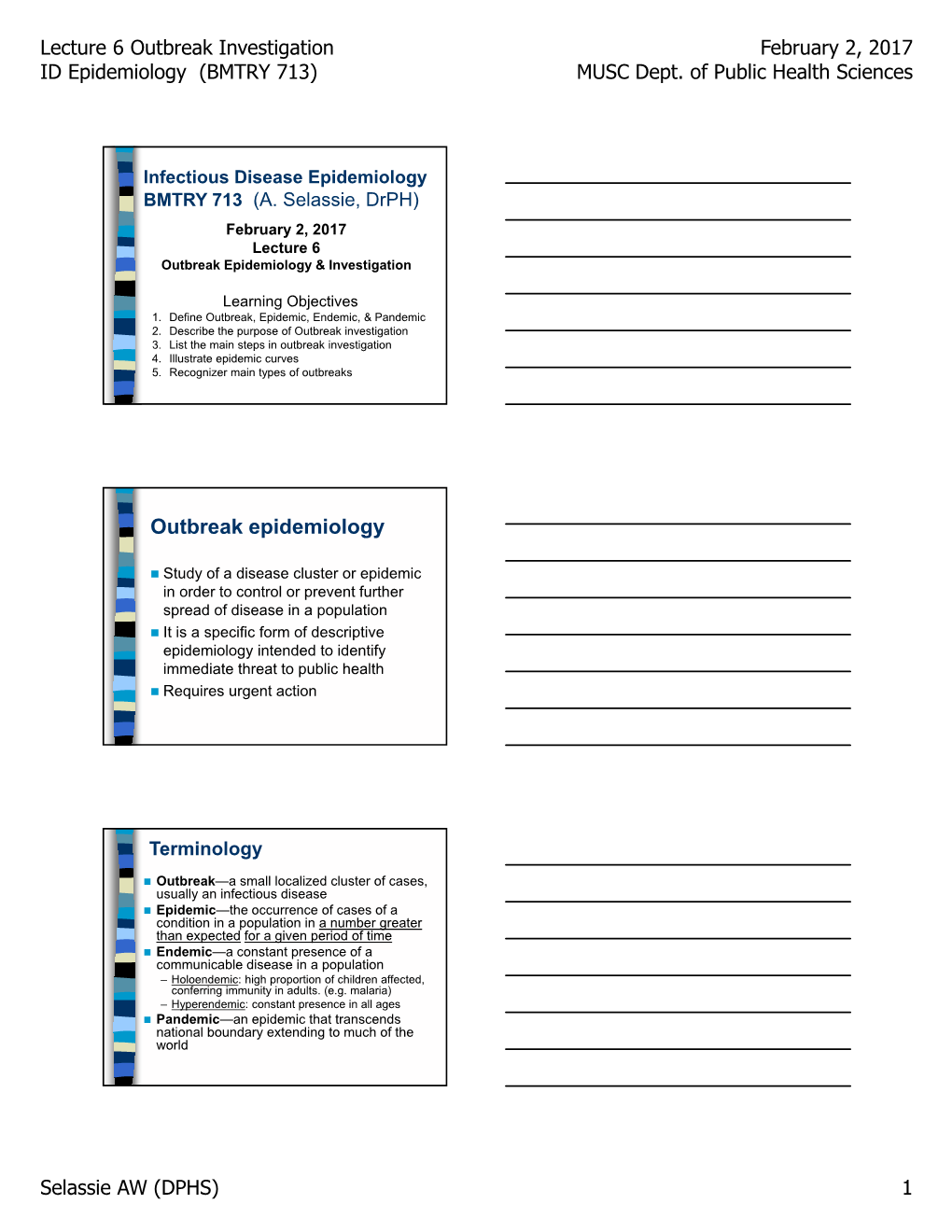 Outbreak Epidemiology & Investigation