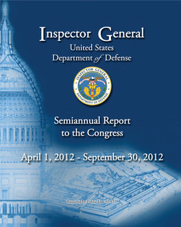Dod OIG Semiannual Report to the Congress April 1, 2012 Through