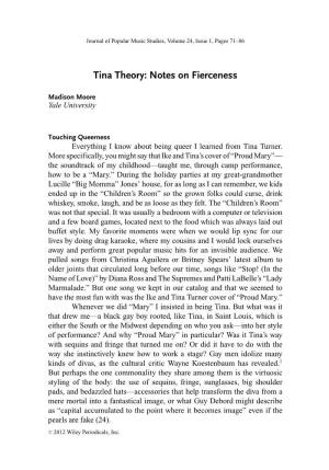Tina Theory: Notes on Fierceness