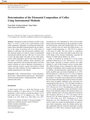 Determination of the Elemental Composition of Coffee Using Instrumental Methods
