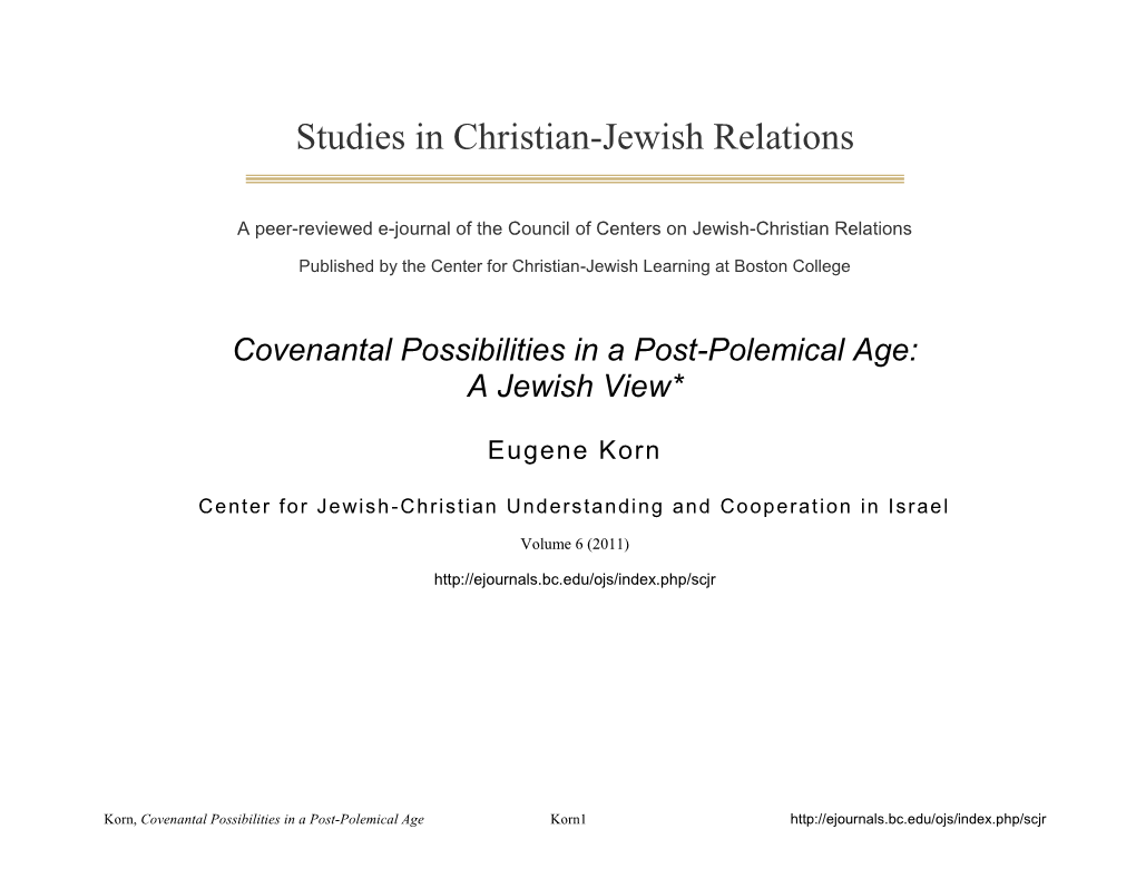 Studies in Christian-Jewish Relations