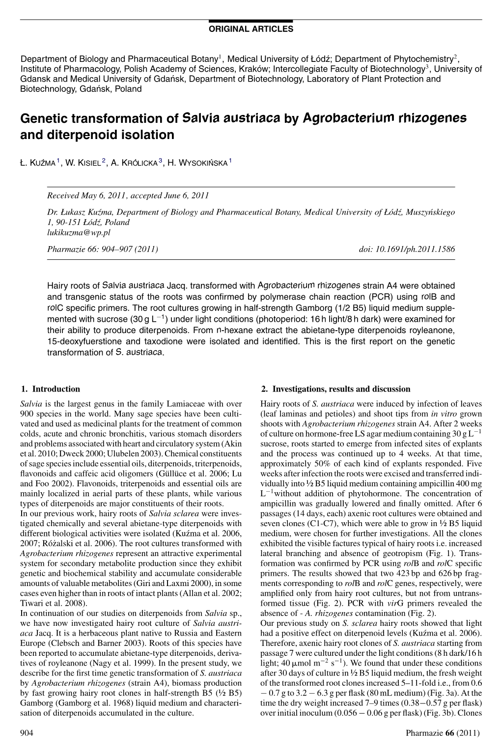 <I>Agrobacterium Rhizogenes</I>