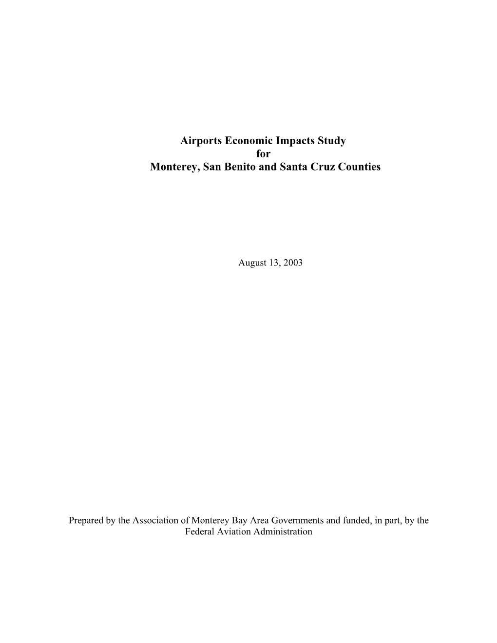 Airports Economics Impacts Study Final 2003