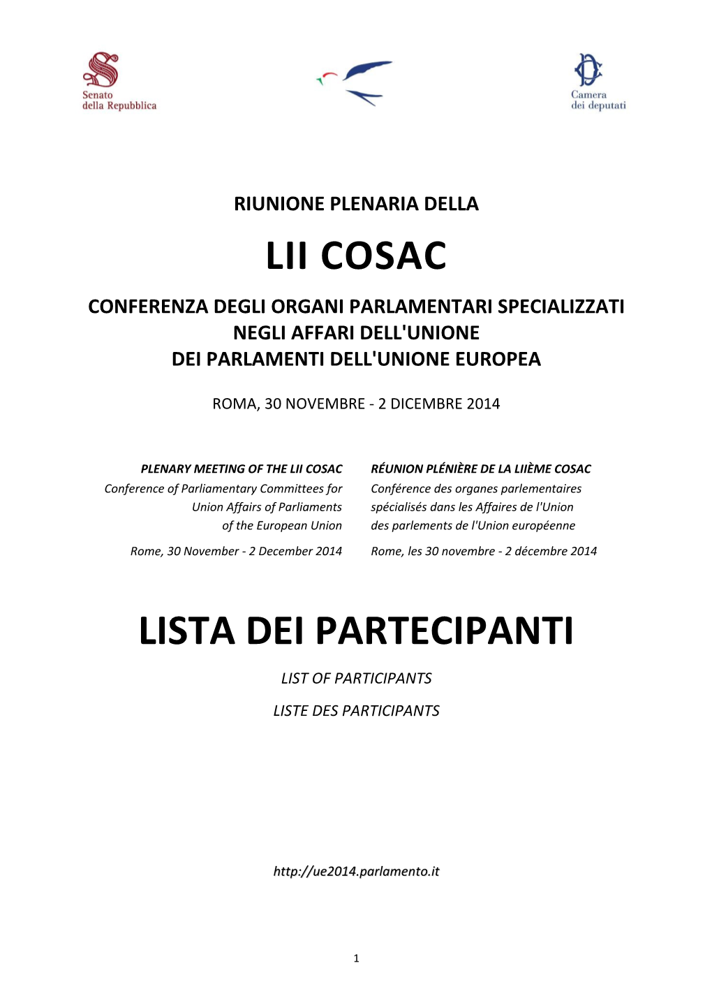 Lii Cosac Lista Dei Partecipanti