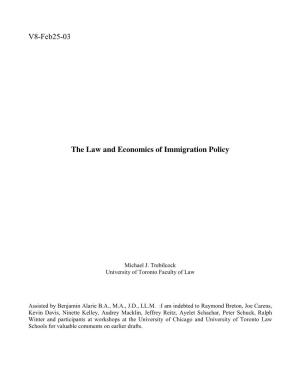 The Law and Economics of Immigration Policy