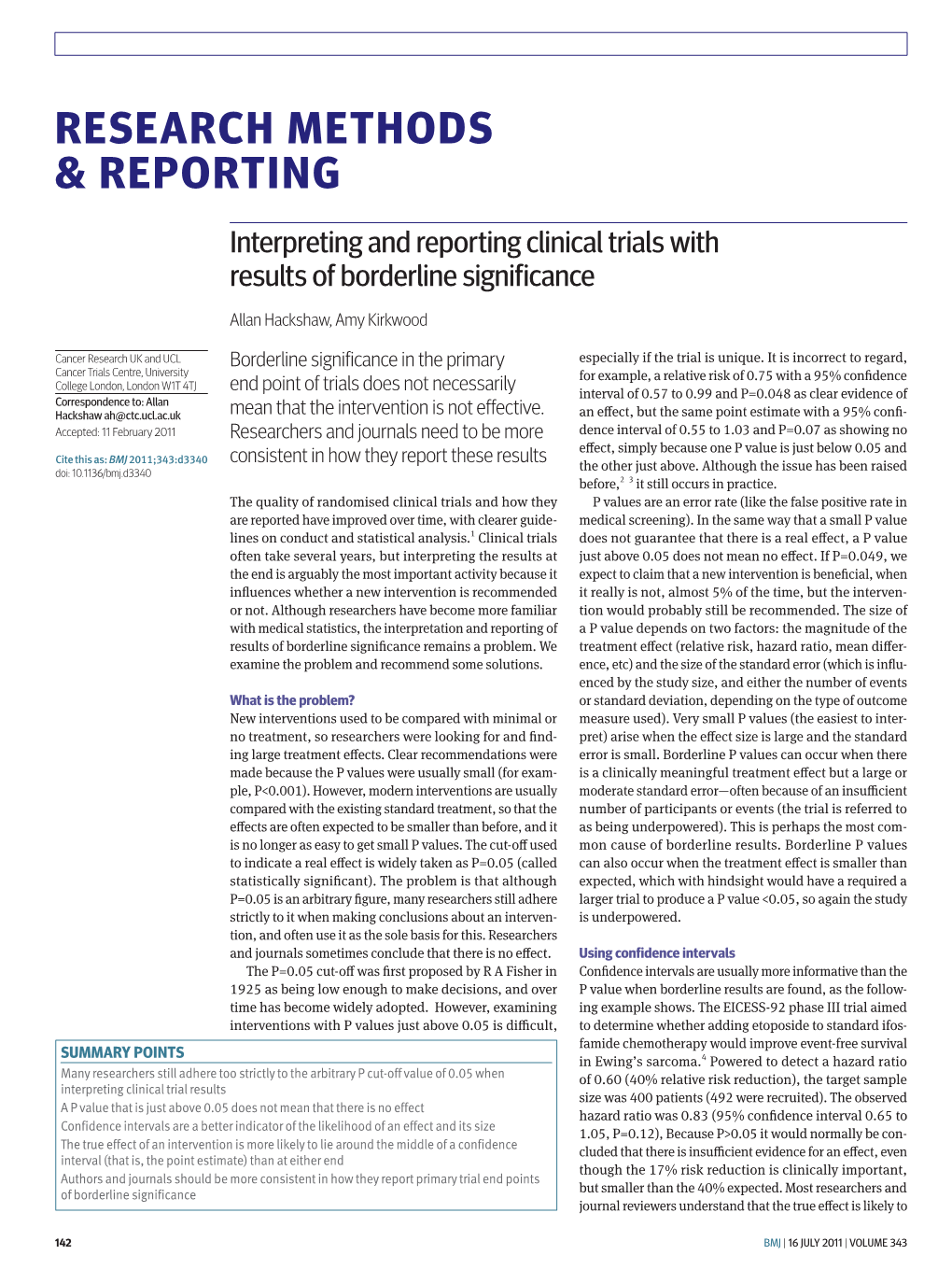 Research Methods & Reporting