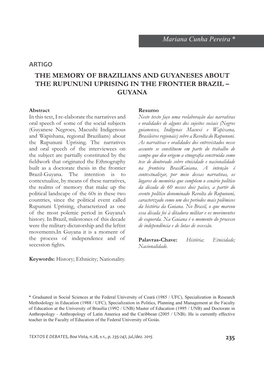 The Memory of Brazilians and Guyaneses About the Rupununi Uprising in the Frontier Brazil – Guyana
